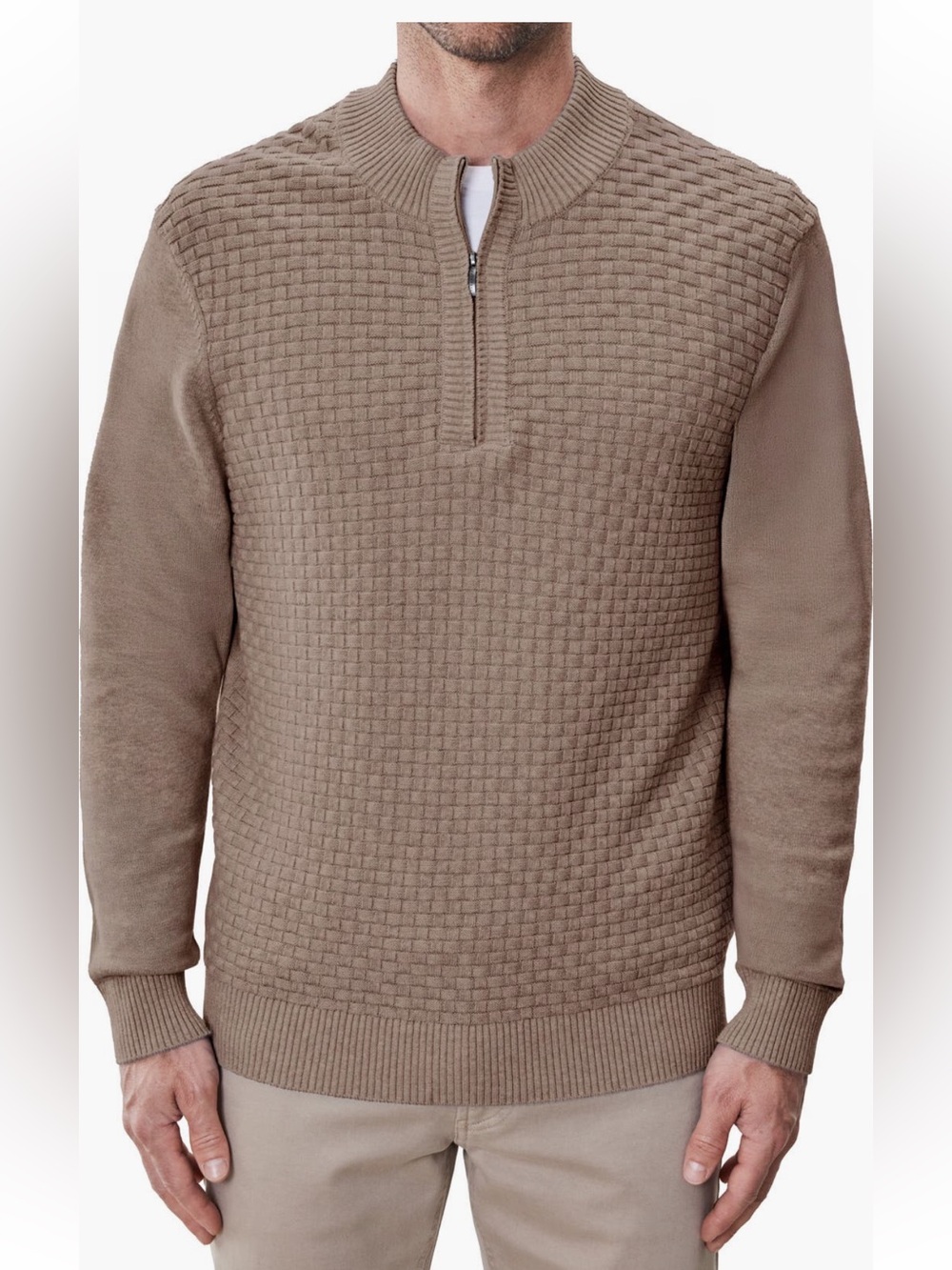 NWT Robert baraket men’s size large Textured Knit Sweater - Taupe